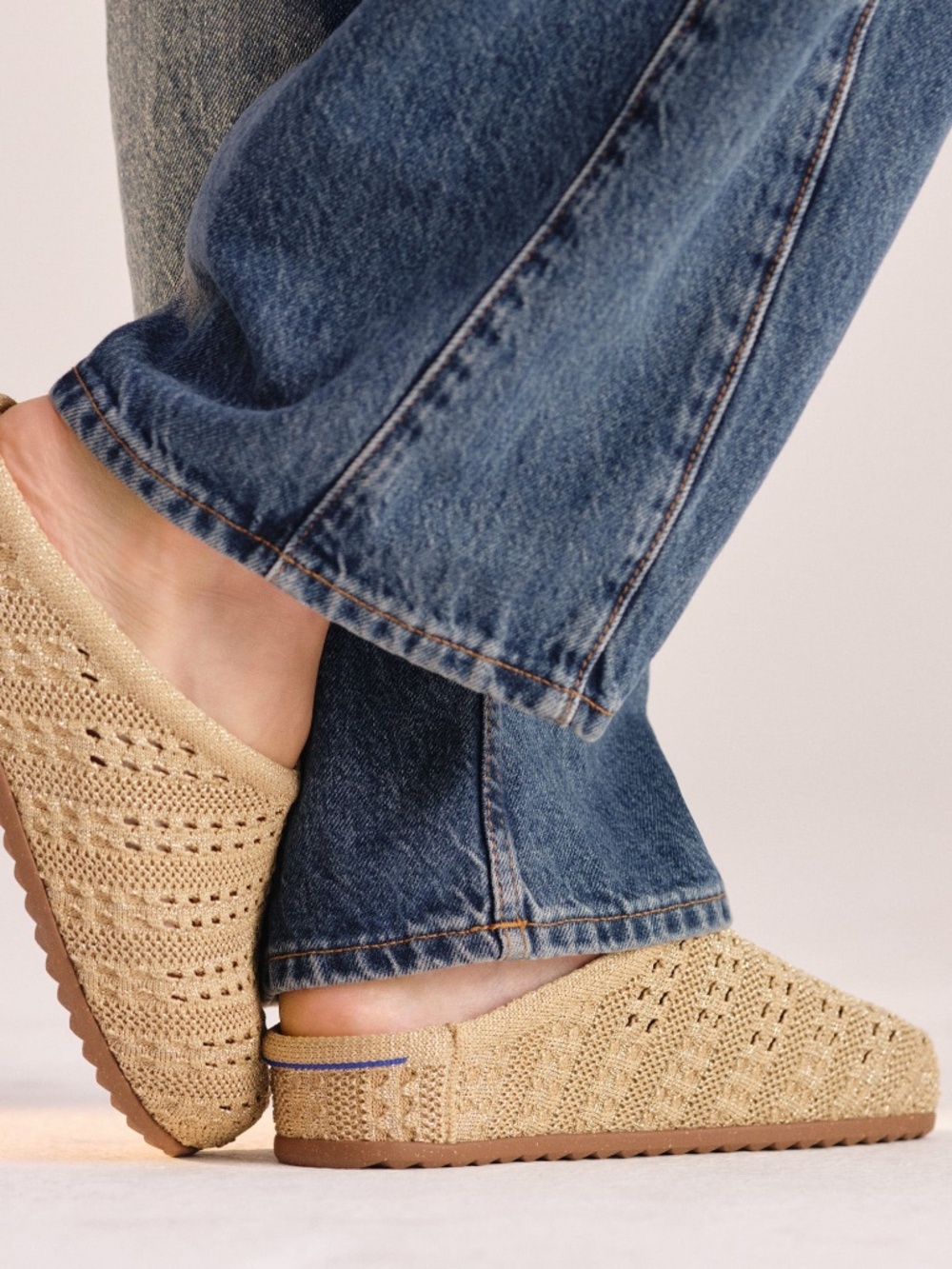 Rothy's The Casual Clog - Metallic Golden Crochet Size 6